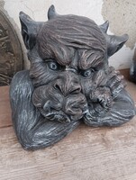 Kapu Őrző ördög kutya kő szobor kerítés korlát oszlop kemence dísz Fagyálló Műkő