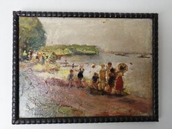 FOLYÓPARTI FÜRDŐZŐK BÖSZÖRMÉNYI JÁNOS ALÁÍRÁSSAL