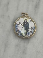 14 kr. Arany tűzzománc Mária medál.