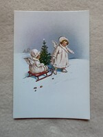 Régi grafikus Karácsonyi  képeslap  -  Hatvany Józsefné  -  Postatiszta              -5.