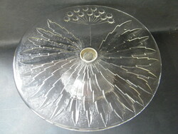 Vintage skandináv stílusú öntött üveg talpas tortatál