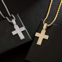 Kereszt Medál Nyaklánc 18 Karátos Aranyozott 5A Cirkónia Kövekkel Hipoallergén Ékszer Ékszerdoboz Új