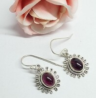 Ezüst fülbevaló VALÓDI GRÁNÁT  kővel