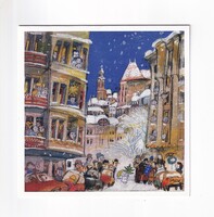 KA:95 Régi Nagy Karácsonyi képeslap Szétnyitható!