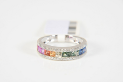 14 karátos gyűrű gyémántokkal zafírokkal