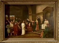 Kiskin György  Munkácsy Mihály  Krisztus Pilátus előtt - hatalmas antik másolat csodás keretben
