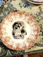 Angol ANTIK SÜTEMÉNYES fajansz TÁNYÉR - életképes -  Art&Decoration