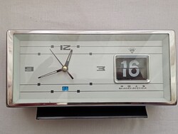 Asztali óra 04 - Diamond mechanikus felhúzható naptáros bakelit ébresztőóra 1970 retro Kina Shanghai