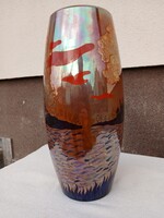 ZSOLNAY szivarváza hajós tájképpel.