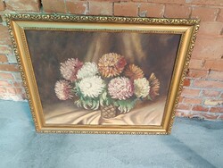 1 Ft os aukció. Hatalmas olaj vászon festmény, csendélet. 1960 ból.