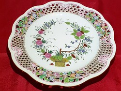 Herendi szines Indiai kosár mintás áttört fali tál