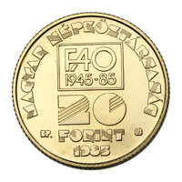 FAO 20 Forint 1985 BU emlékérem Hal és levél