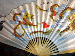 SÁRKÁNYOS EXTRA NAGY KELETI KÉZZEL FESTETT BAMBUSZ LEGYEZŐ - Art&Decoration