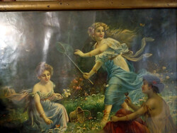 BÁJOS SZECESSZIÓS ANTIK  OLAJ NYOMAT -  44 x 36 -  Art&Decoration