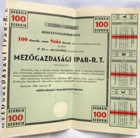 Badapest 1946 Magyar cukoripari részvényelismervény 100 db 15 pengő részvényről,vízjeles papíron,