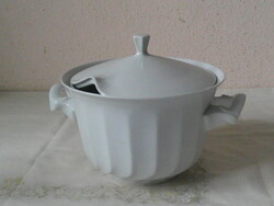 Hollóházi fehér porcelán levesestál