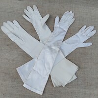 2-PÁR. RETRO HOSSZÚ SZÁRÚ FEHÉR BŐR ÉS SELYEM  KESZTYŰK EGYBEN ELADÓAK