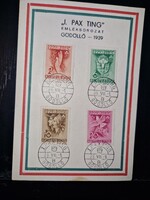 1939, Pax Ting emléklap bélyegekkel, leánycserkész, Gödöllő