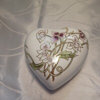 Zsolnay szív alakú bonbonier  - Tavasz mintával