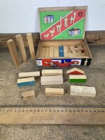 -AV712- Régi Fa Építő Kocka Játék