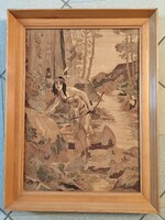 Intarziás falikép vadászó indiánnal