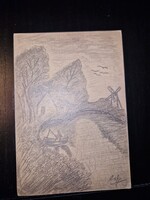 1937, eredeti grafika képeslapként küldve, alkalmi bélyegzéssel