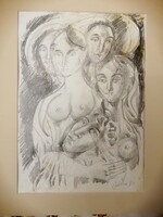 Józsa János festőművész és grafikusművész Női aktok