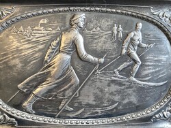 SIELŐ TÁRSASÁG, ANTIK, 1920 KÖRÜLI FÉM FALIKÉP 21.5 X 13.5 CM