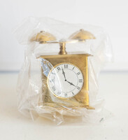 Vintage mini réz asztali óra, vekker, ébresztő - bababútor, babaházi kiegészítő, miniatűr, játék