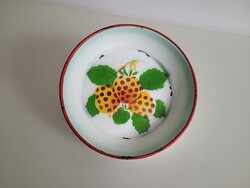 Régi zománcos tányér eper szamóca mintás Budafok zománcozott tányér tál dekoráció