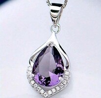 28mm Ametiszt Üveg medál