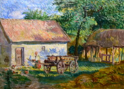 Boldizsár István ( 1897 - 1984 ) SZEKÉR NYÁRI NAPSÜTÉSBEN