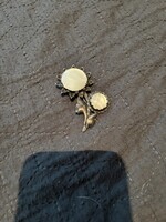 Vintage bronz “napraforgó” bross gyöngyház berakással
