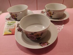 Alföldi Porcelán Dália mintás csészék tányérral