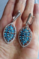 5x2cm Kék Topaz Szintetikus Cirkonia Fülbevalò