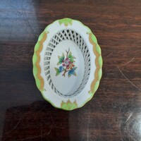 Herendi Viktória mintás porcelán fonott kosár, tál
