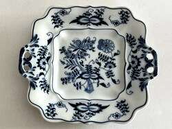 Blue Danube porcelán hagymamintás (Zwiebelmuster) szögletes, füles kínáló tál