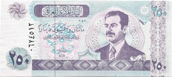 250 dinár dinars 2002 Irak Iraq UNC Szaddam Husszein