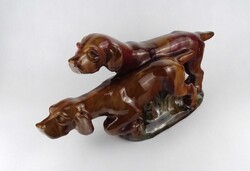 1X965 Nagyméretű Komlós kerámia vadászkutya vizsla pár 44.5 cm