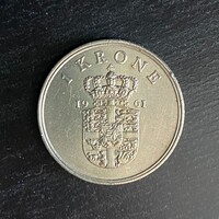 Dánia (Denmark) - 1 krone 1961 coin