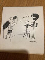 Toncz Tibor eredeti karikatúra rajza a Szabad Száj c. lapnak 14 x 13 cm