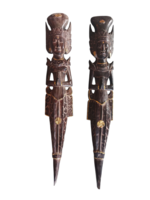 Nagy méretű (101-102 cm) faragott aranyozott fa védelmező istennő (Rama és Sita) szobrok egyben 2 db