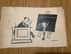 Toncz Tibor eredeti karikatúra rajza a Szabad Száj c. lapnak 19 x 12 cm