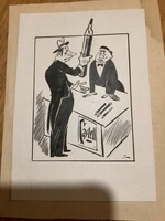 Toncz Tibor eredeti karikatúra rajza a Szabad Száj c. lapnak 10 x 13,5 cm