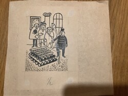 Toncz Tibor eredeti karikatúra rajza a Szabad Száj c. lapnak 14 x 10 cm