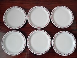 6db-os Alföldi porcelán süteményes, csemege tányérkészlet magyaros dekorral, új