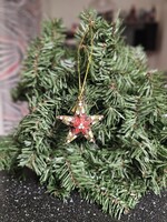  Cloisonné (Rekeszzománc) Csillag Karácsonyfadísz – Vörös Poinsettia Motívummal