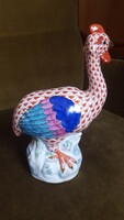 Herendi porcelán szobor, pikkelymintás gyöngytyúk.