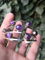 Ametiszt köves ezüst karperec, karkötő