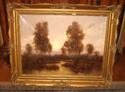 ÚJÉVI AJÁNLAT! GARANTÁLTAN EREDETI VITÉZ  SASHEGYI KÁLMÁN / 1886-1940 / : MOCSRAS TÁJ GÓLYÁKKAL